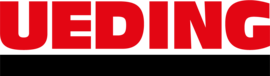 Logo des Unternehmens Ueding, Schriftzug in roten Großbuchstaben mit schwarzem Unterstrich